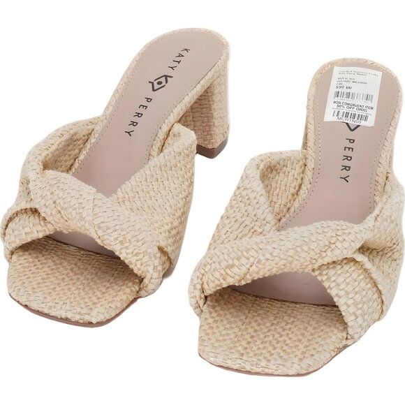 Katy Perry Tooliped Twisted Block Heel Slide Sandals Natural Women's US 9.5M - Picture 5 of 6